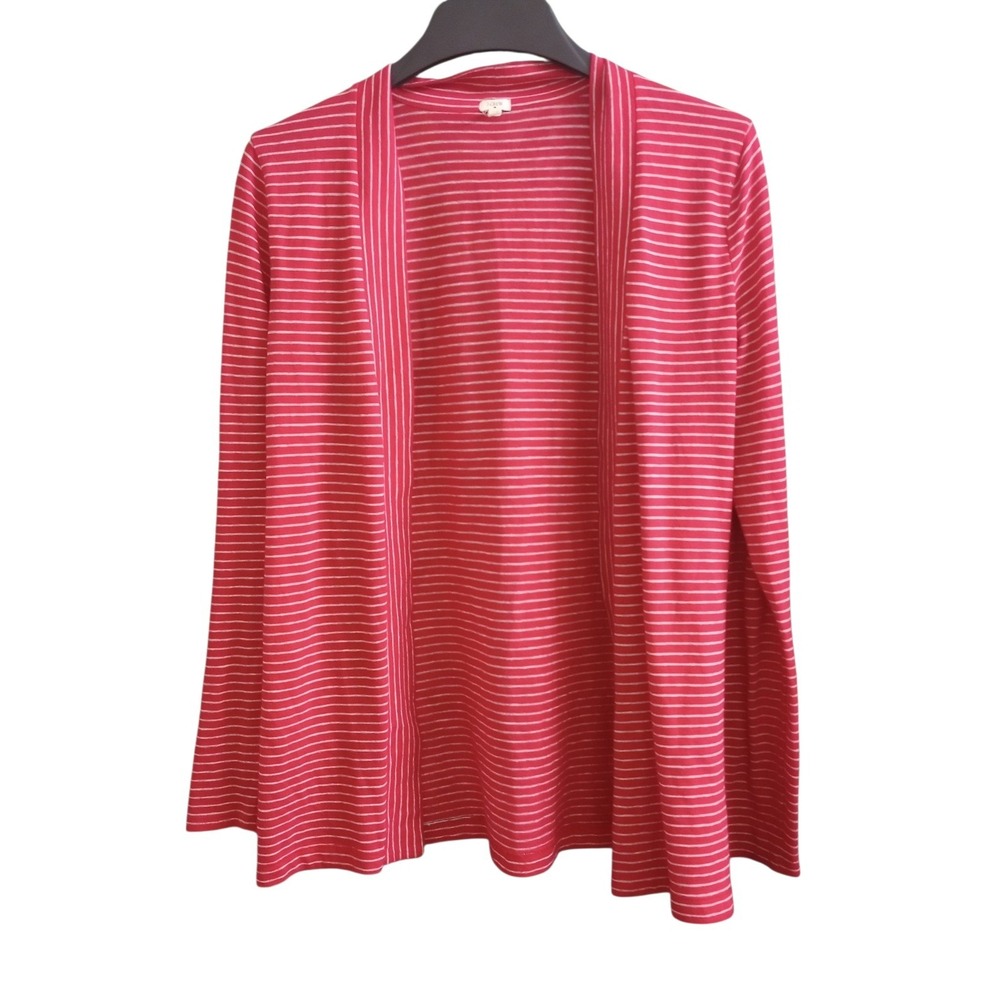 J. Crew Factory Cardigan Open Front Lightweight Red‎ Stripe Size Medium